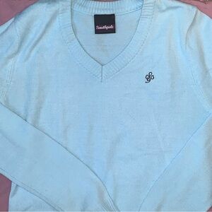𑣲⋆｡˚Light Blue Cropped V-Neck Sweater [Southpole]